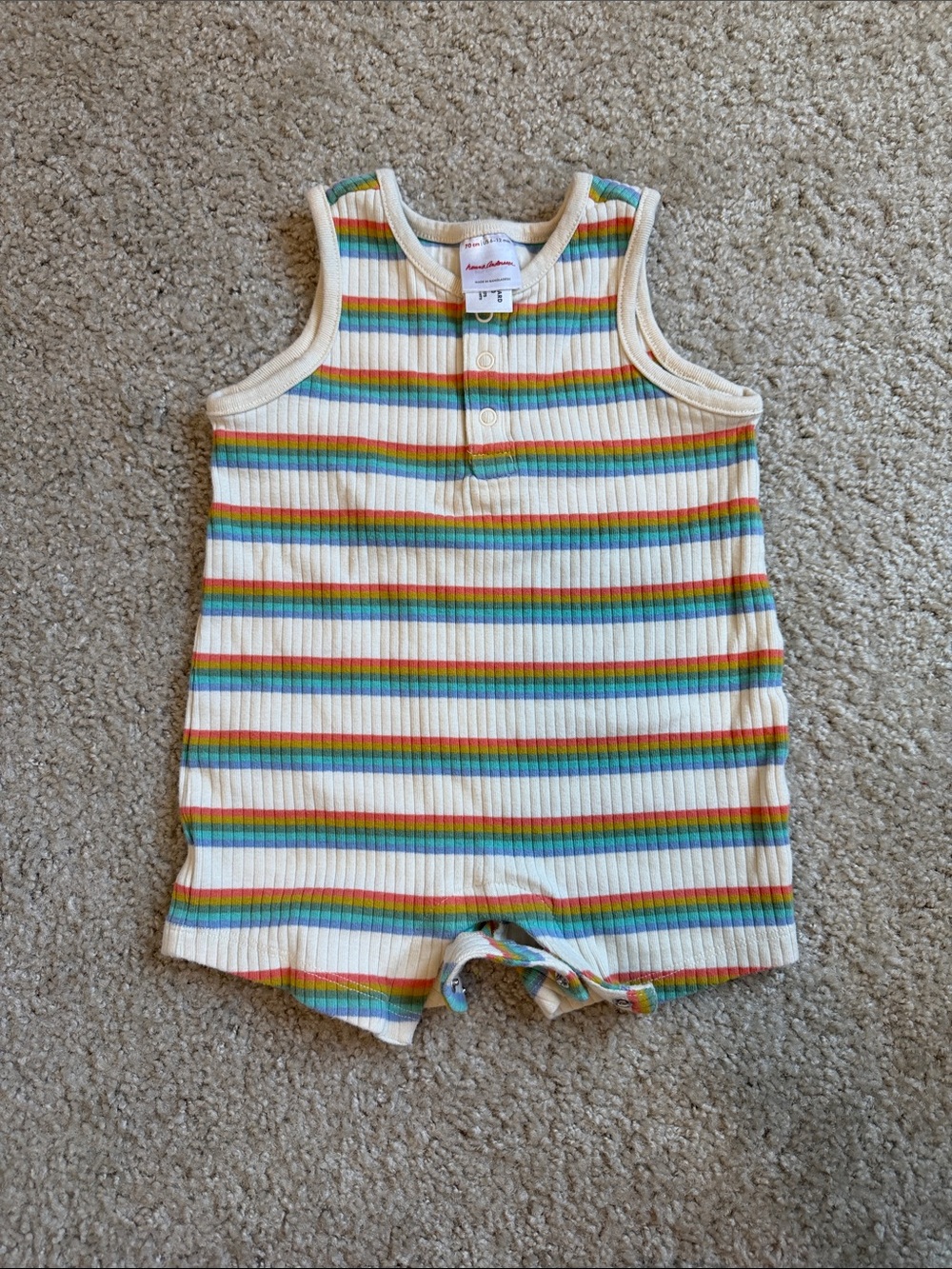 Striped Ribbed Baby Romper - Rainbow Stripe